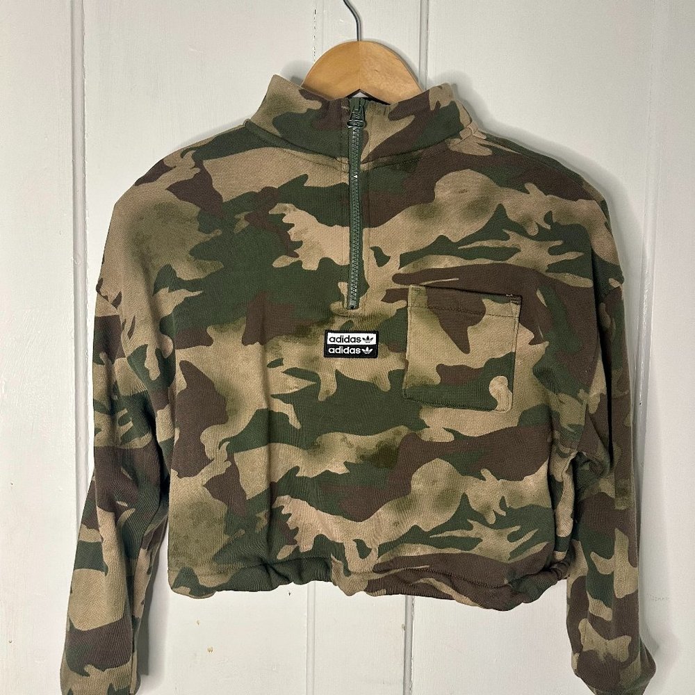 Adidas Originals Cropped Camo Half Zip - S